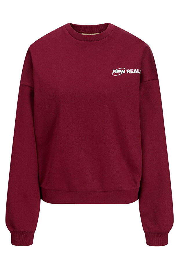 Kadin Baskili Sweatshirt - Ruby - 1