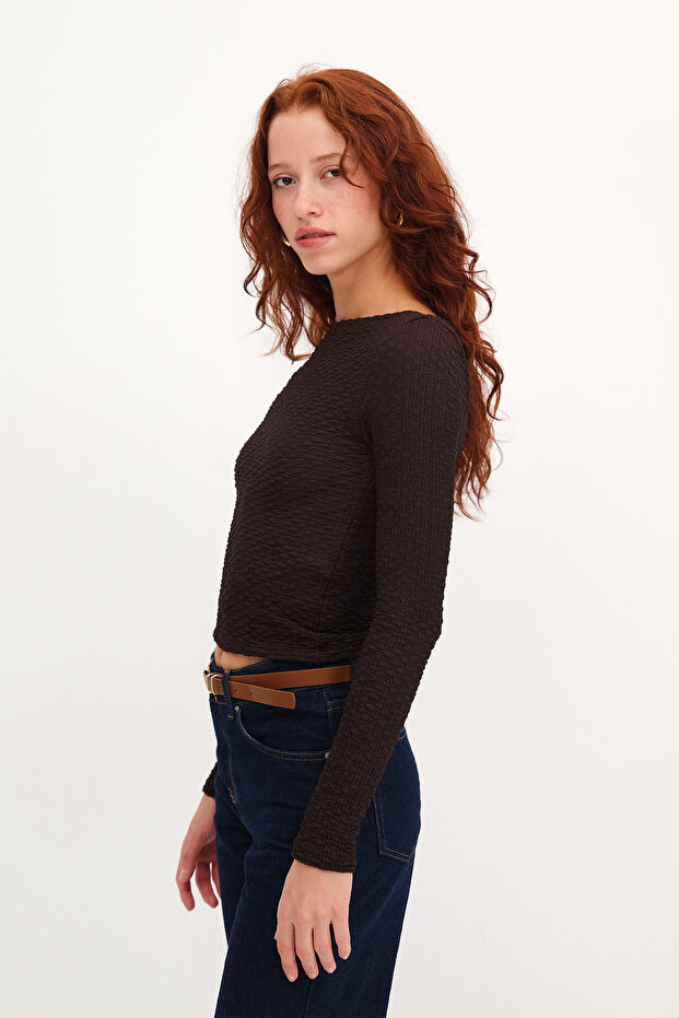 Dokulu Uzun Kollu Bluz B0597 - 4