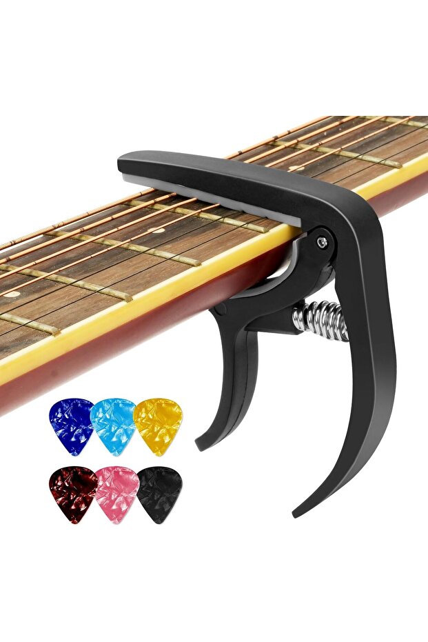 Aomig Guitar Capo, Capo for Acoustic and Electric Guitars with 6 Picks