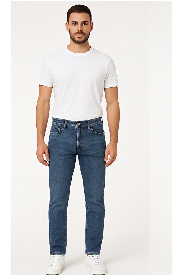 Klasik 5 Cep Mavi Denim Pantolon - 1
