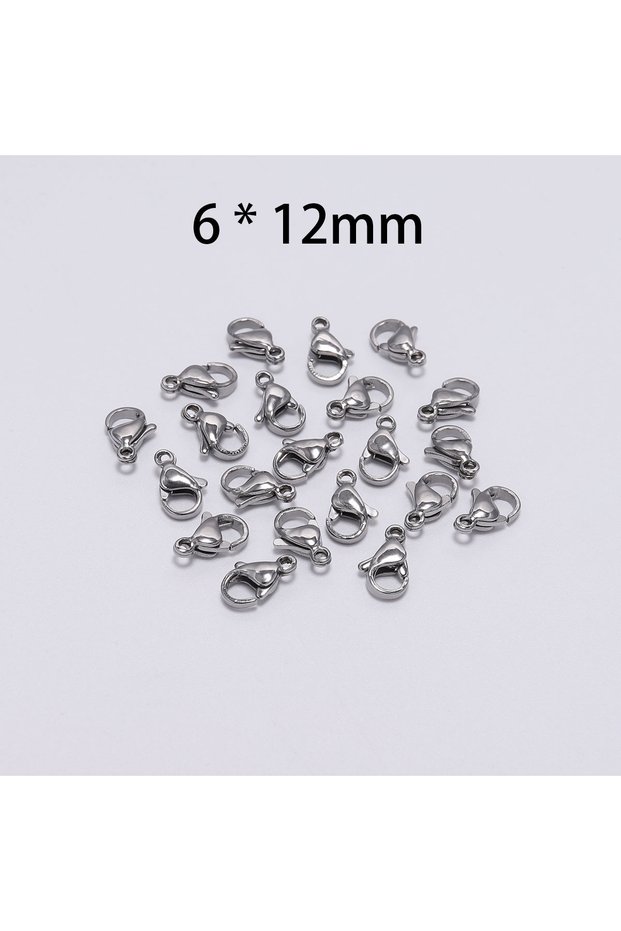 30pcs 6 x 12mm 30pcs/lot 9 10 11 12 13 15mm Stainless Steel Lobster Clasp Hooks For DIY Necklace Bra