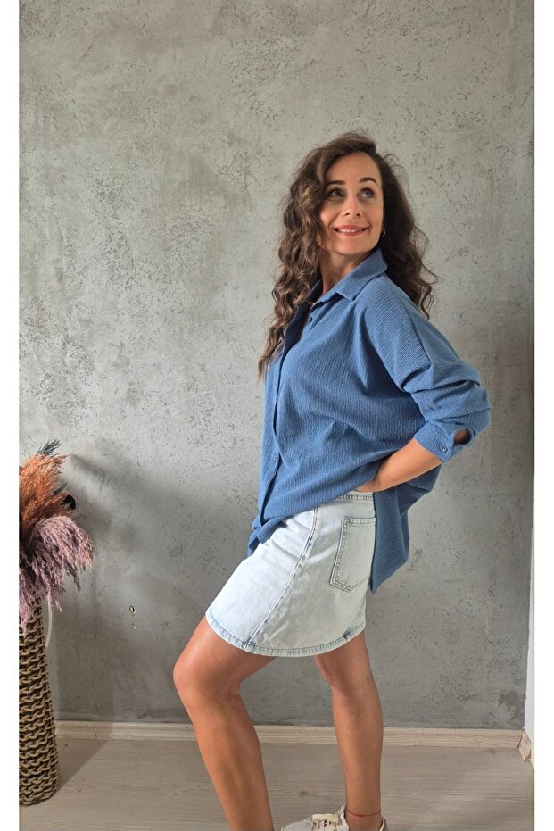 Krinkıl Oversize Gömlek - 3