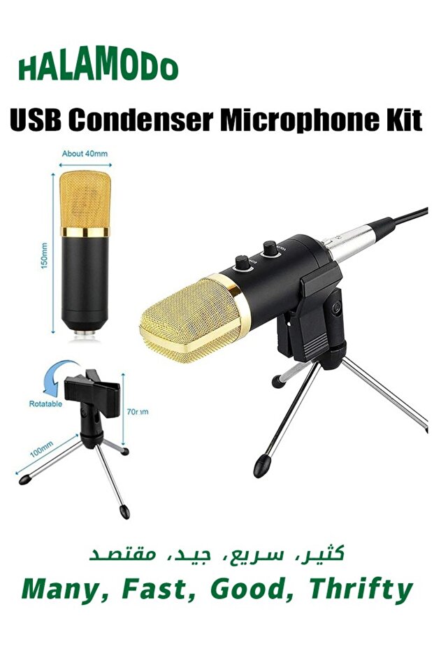 PC Microphone, USB Condenser Microphone Kit, Professional Recording Plug and Play Microphone Set