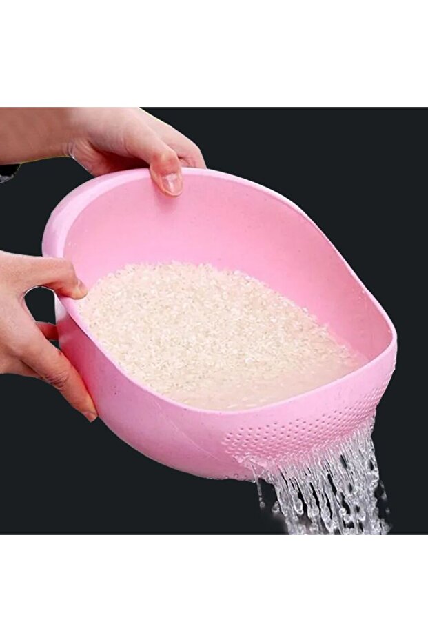 Pink 1pc - Plastic Drain Basket Filter, Rice Bowl, Drain Basket, Fruit Bowl, Laundry Basket, Handle,