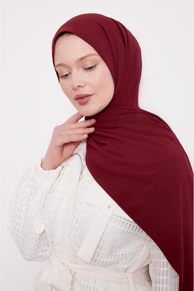 Bordo Düz Sandy Şal - 1