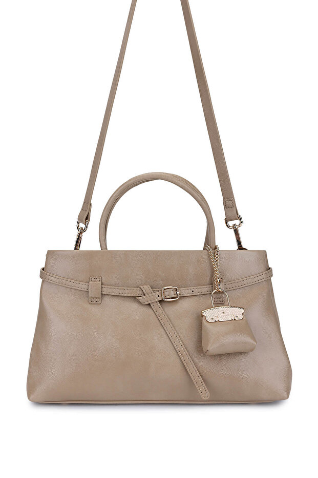 Women's Faux Leather Taupe Shoulder Bag