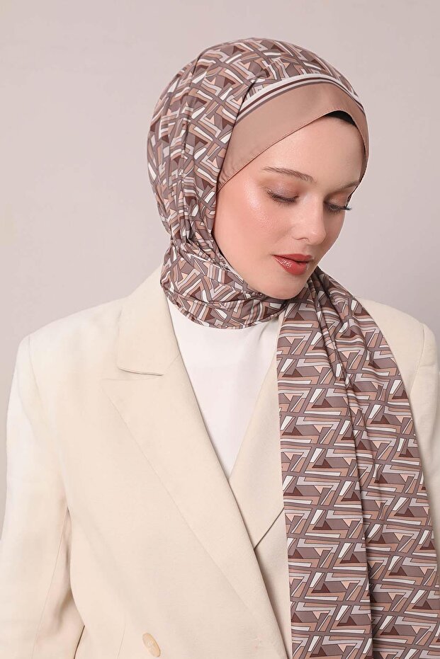 Kahve Zigzag Desen Club Şal - 3