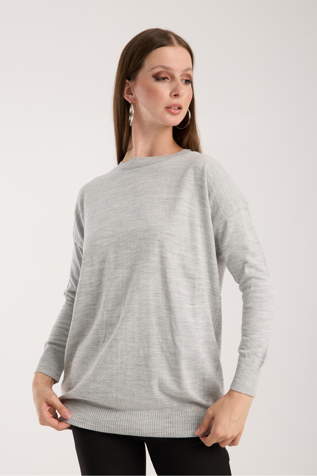 سترة أساسية برقبة دائرية رفيعة - 1