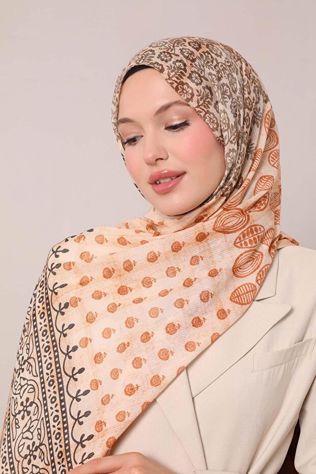 شال قطني بنمط أوراق البرتقال - 1