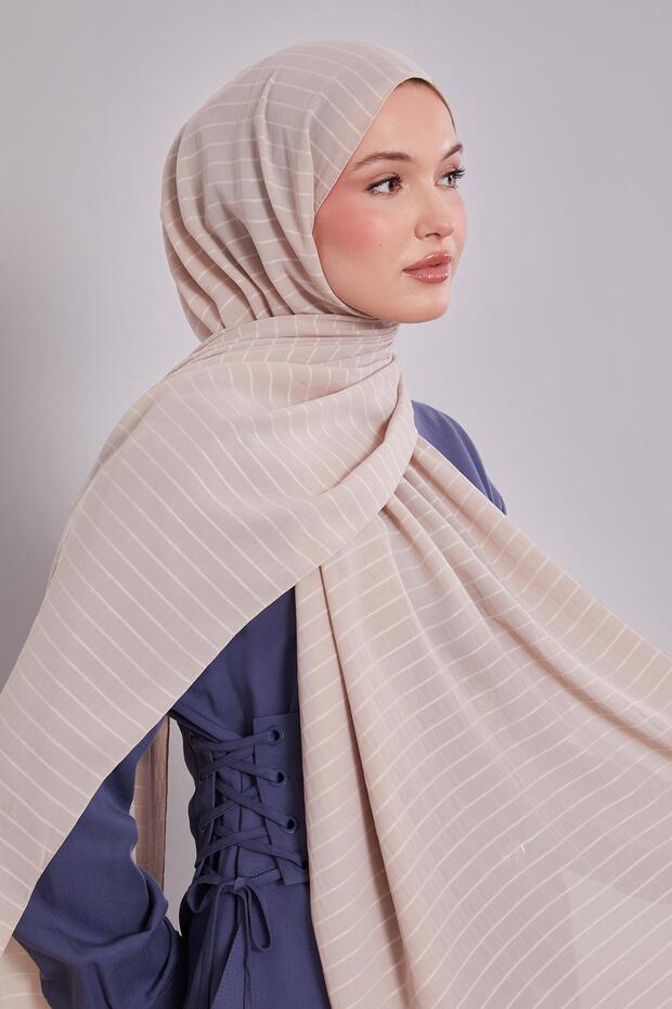 شال كاز مخطط باللون البيج - 1