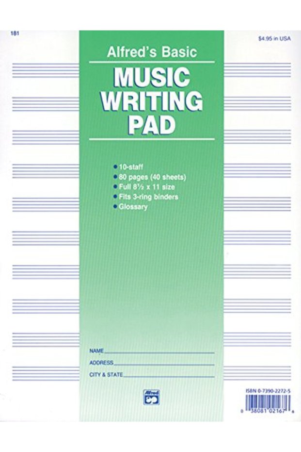 10 Stave Music Writing Pad Loose Pages 3Hole Punched For Ring Binders