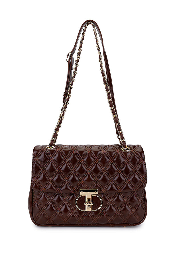 Women's Faux Leather Brown Shoulder Bag