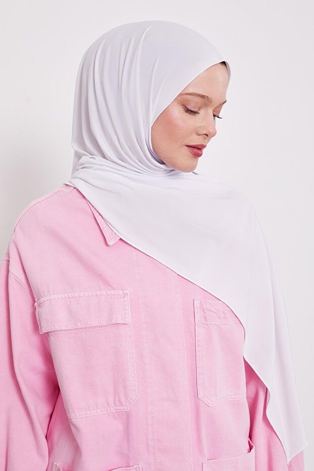 Beyaz Düz Sandy Şal - 3