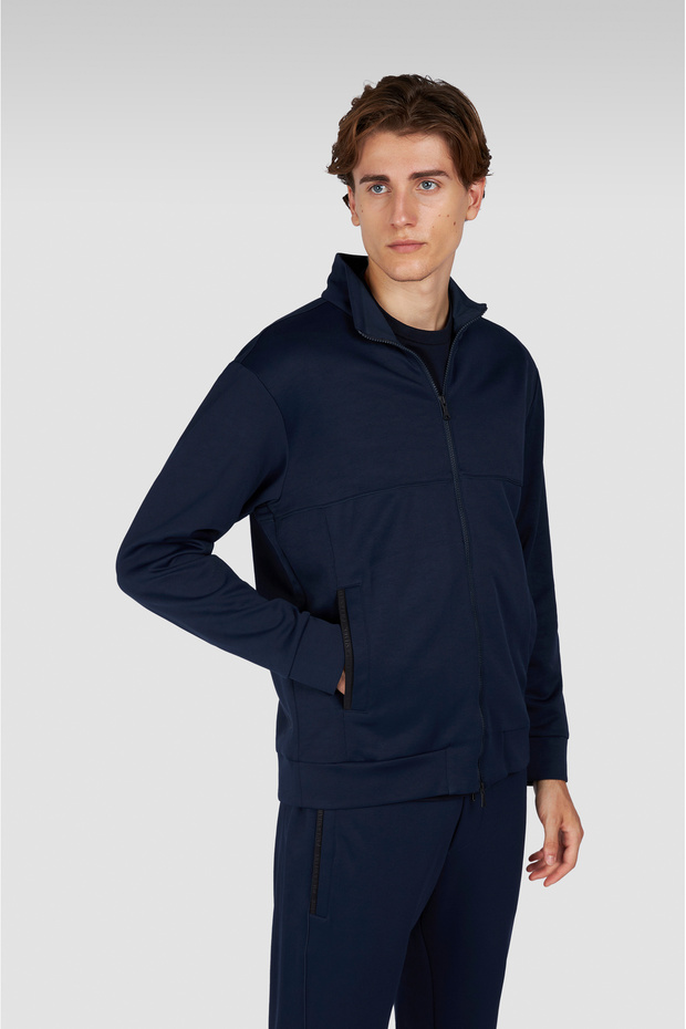 Men's Woven Cotton Nylon Zipped Sweatshirt