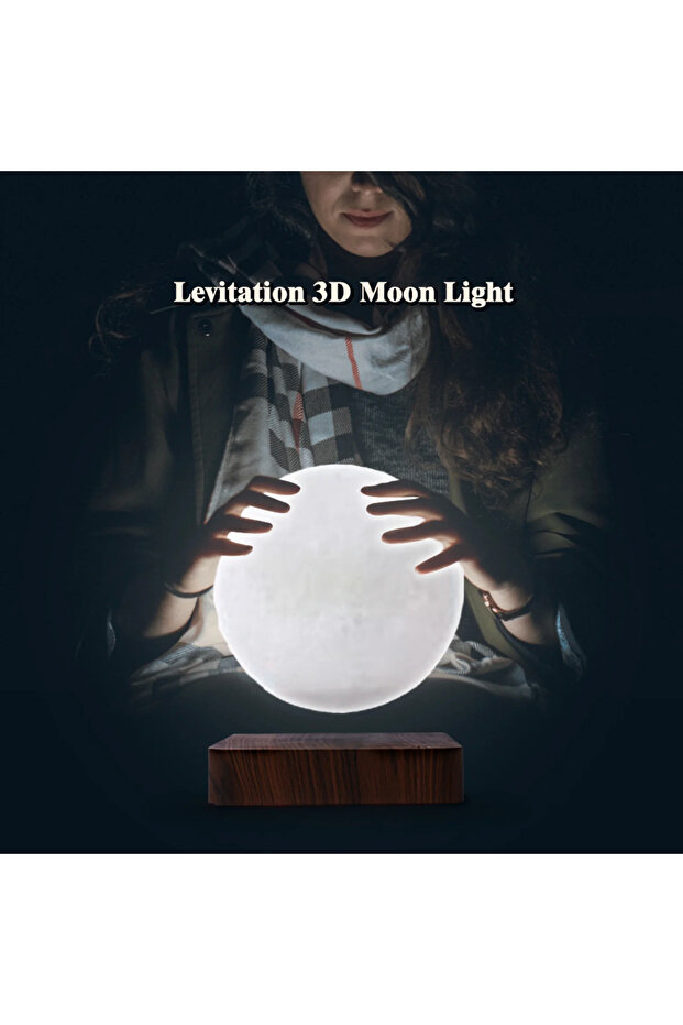 Floating moon dark brown base with lighting - 4