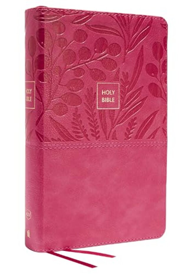 KJV Holy Bible: Large Print Single-Column with 43,000 End-of-Verse Cross References, Pink Leathersof