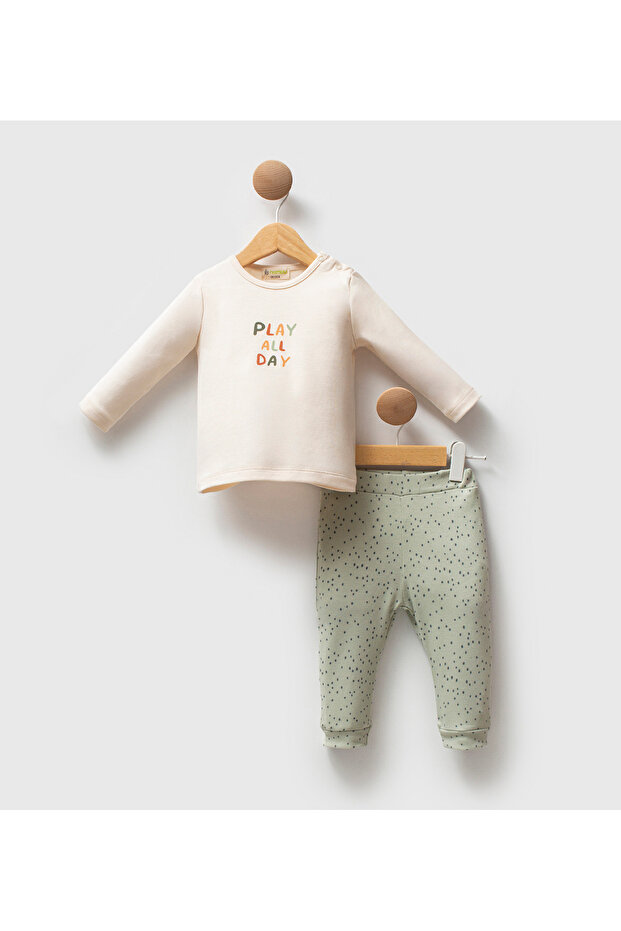 مطبوع طقم مزدوج 100% قطن - 1