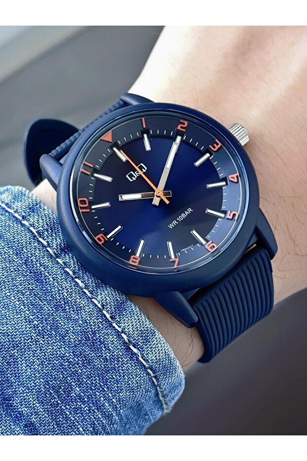 Men's Wristwatch Navy Blue Sport Design Waterproof Silicone Band