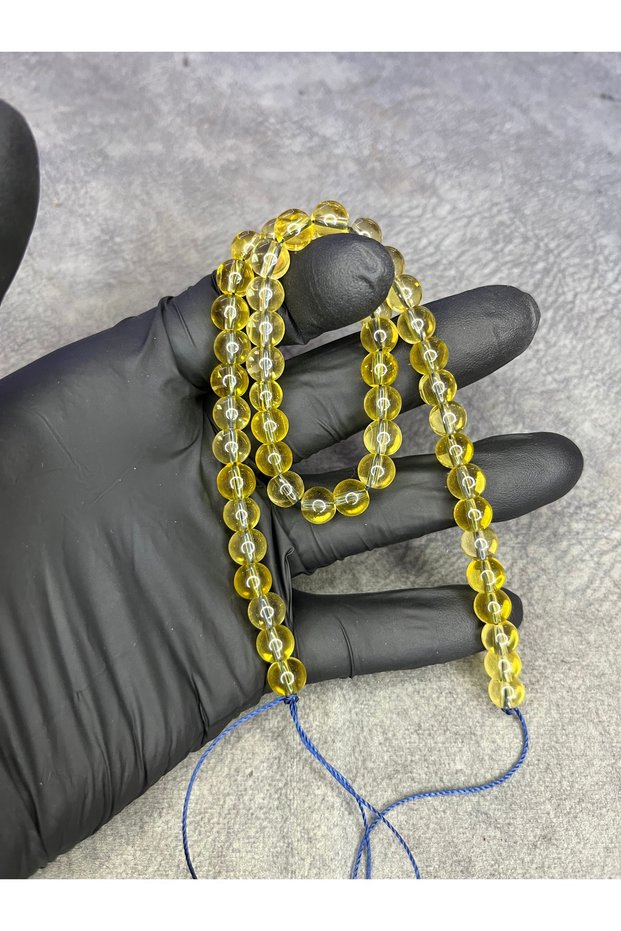 Yellow Glass Beads Natural Stone String (There Are 50 Beads in a String)