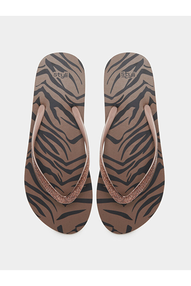 شبشب فليب فلوب مطبوع بحزام لامع - 5