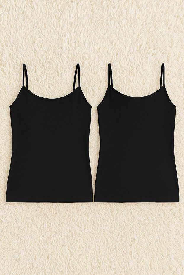 Women's Cotton Lycra Padded String Strap Combed Cotton 2-Piece Undershirt L6K3K4T9Ka
