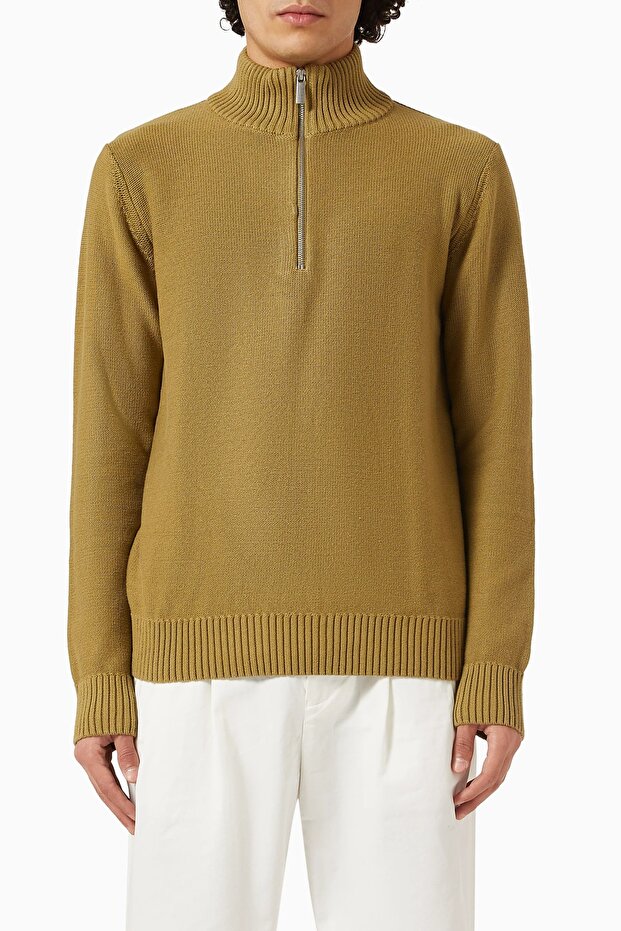Organic Cotton Half Zipper Sweater, Minimalist and Modern Men's Style