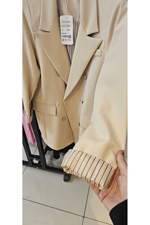 bej blazer ceket - 4