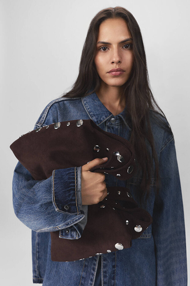 Metal detaylı shopper çanta - 1