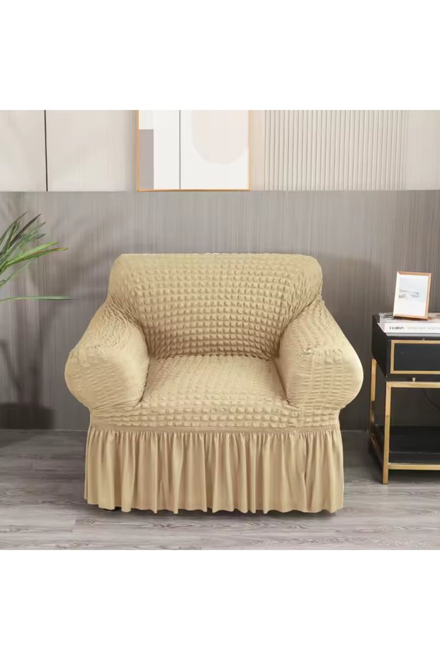 Bürümcük Sofa Cover, Armchair Cover, Single Seat, with Skirt, Elastic, Flexible, Washable