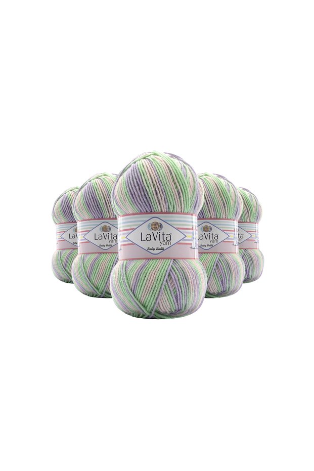 Baby Batik Multi-Colored Hand Knitting Yarn 100% Acrylic 500Gr 5 Pcs (By08 Purple Green)