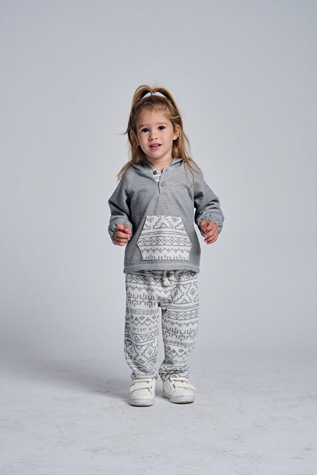 Unisex Ethnic Pattern Kangaroo Pocket 2-Piece Set