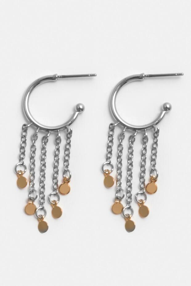 Zincir Detaylı 2'li Küpe Seti - 3