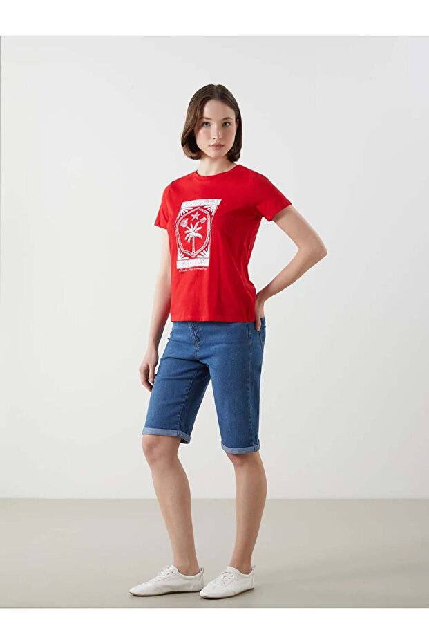 LCWAIKIKI ClassicIndigo Dar Fit Kadın Jean Şort - 1