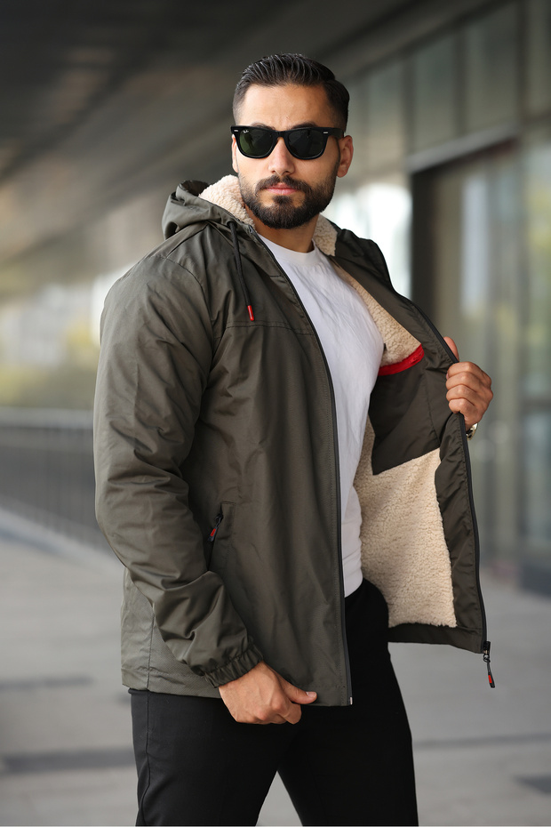 معطف رجالي مبطن بالفرو من الداخل - 3