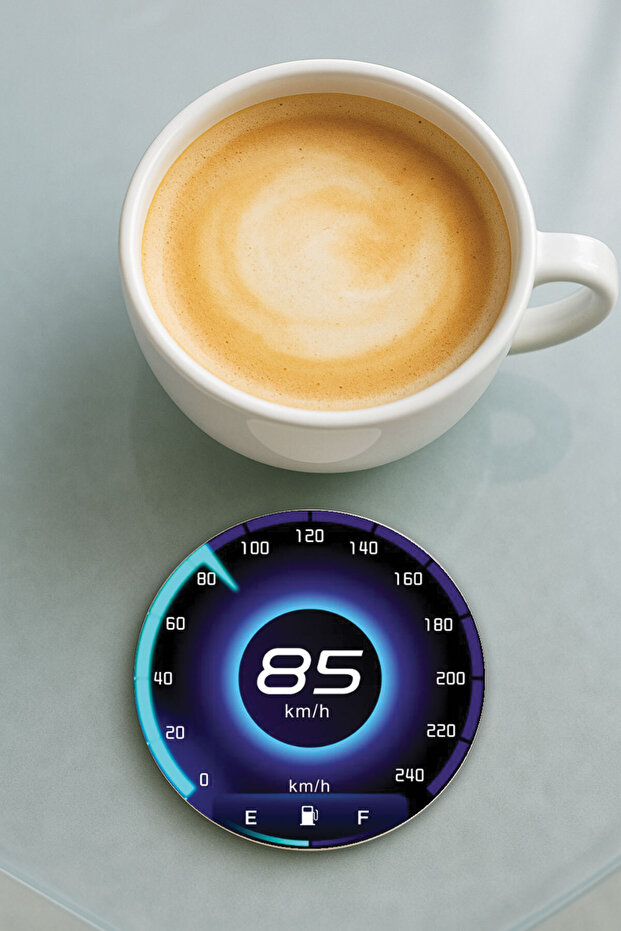 Round Plexiglass Coaster with Printed Pattern Single Speedometer - 1