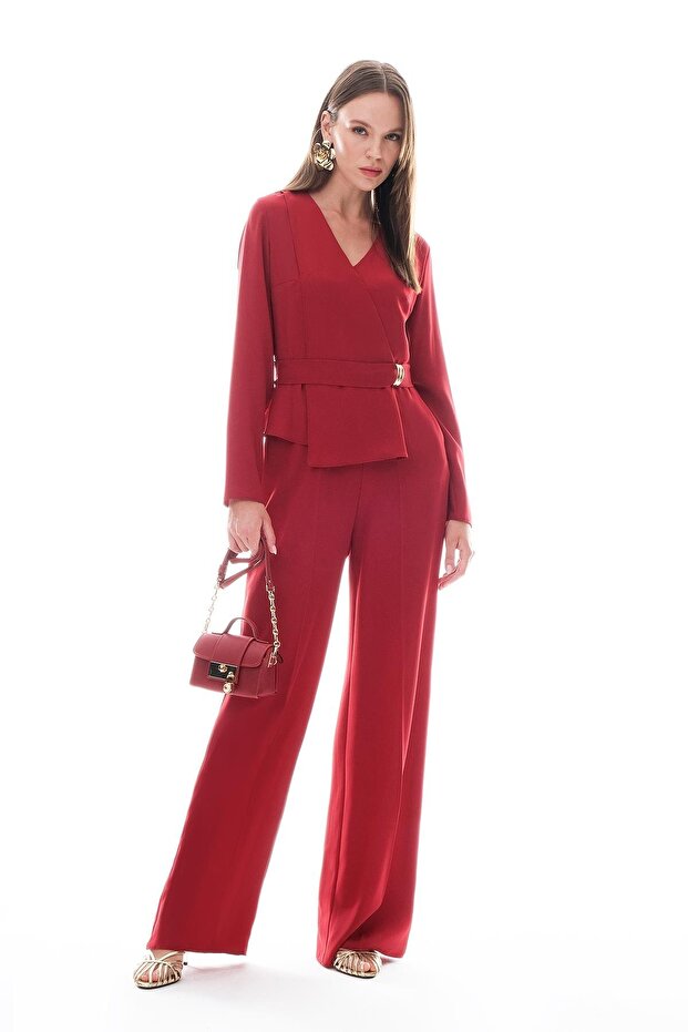 Gold Aksesuarlı Elbise Görümlü Tulum - 2