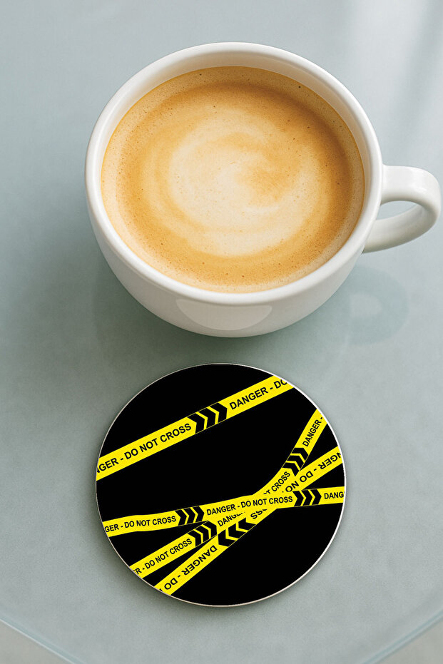 Round Plexiglass Coaster with Printed Pattern Single Do Not Cross - 1