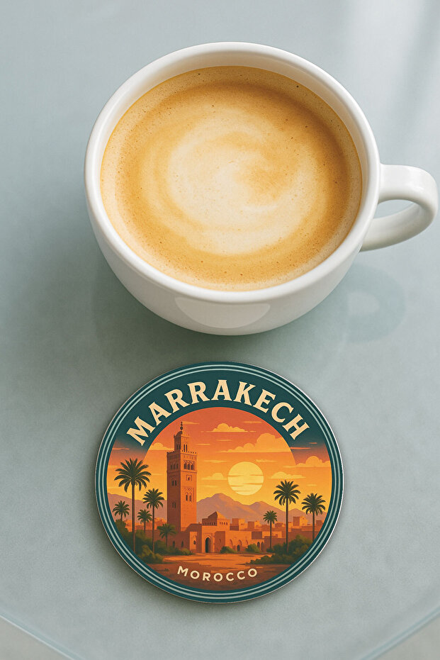 Round Plexiglass Coaster with Printed Pattern Single Marrakech - 1