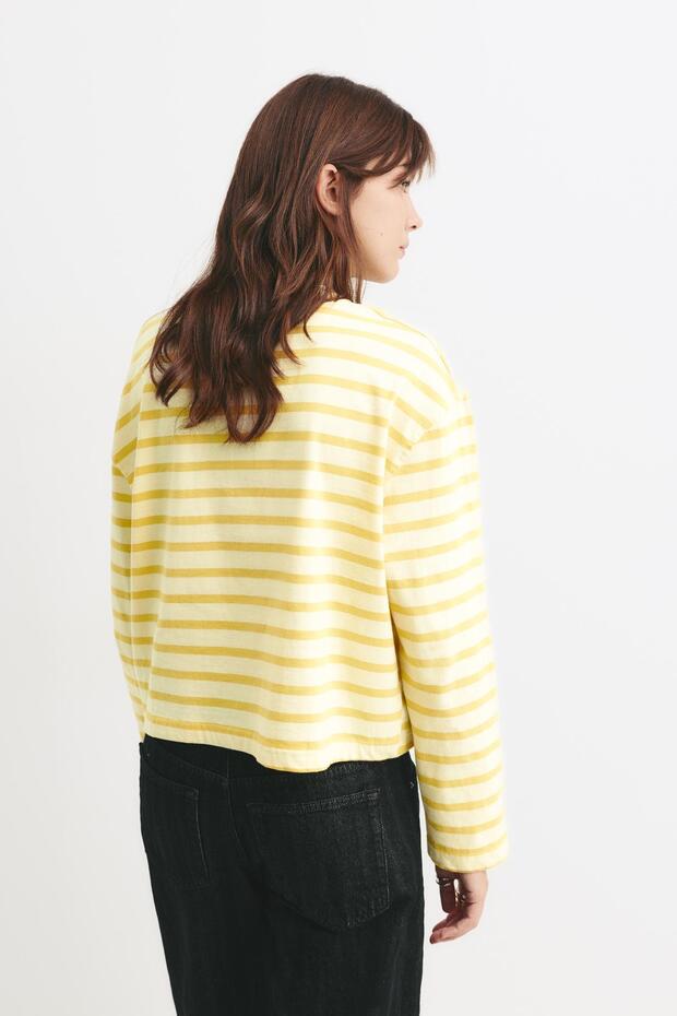 Çizgili oversize tişört - 3