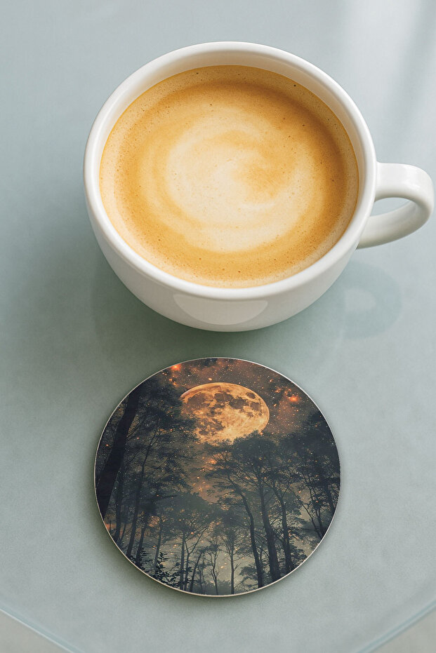 Round Plexiglass Coaster with Printed Pattern Single Scary Forest - 1