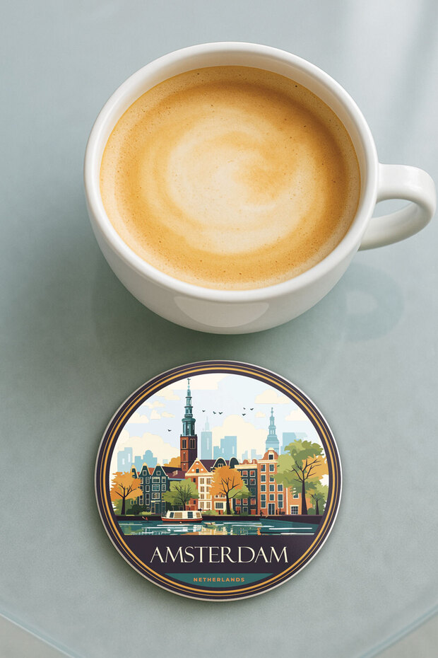 قاعدة كوب دائرية من البليكسي جلاس مع نمط مطبوع فردي أمستردام - 1