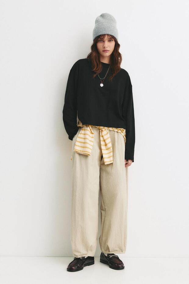 Boxy uzun kollu tişört - 1