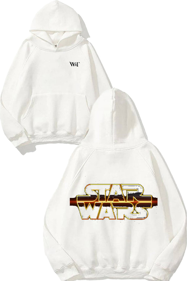 Star Wars 2 Design Back Printed White Hooded Sweatshirt