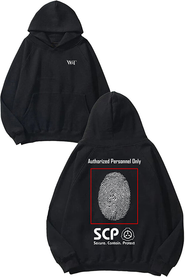 Scp Foundation 2 Design Back Printed Black Hooded Sweatshirt