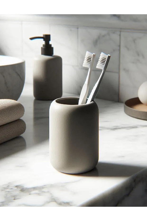 Modern Round Toothbrush Holder - Minimalist Bathroom Organizer