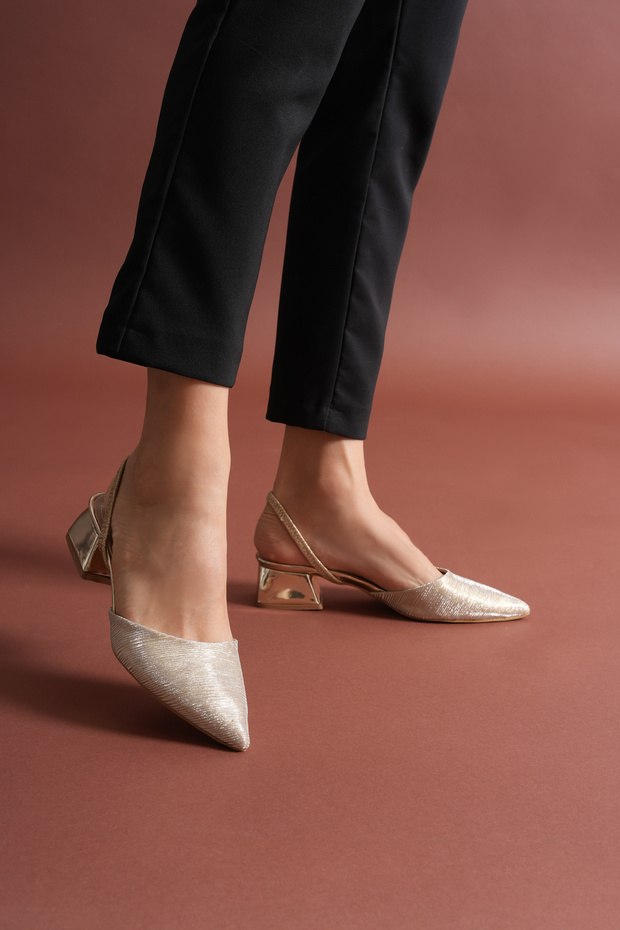 Women's Glittery Strapped New Season Low Heeled Shoes