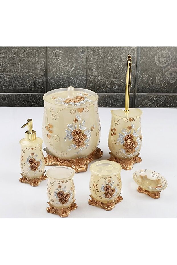 Çırağan Home Polyester 6 Parça Banyo Takımı - 1