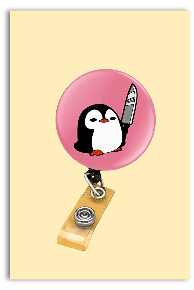 Pembe Penguen 3lü Set Boyun Askı İpi Pembe Penguen Yoyo Dikey Kartlık ASK00148 - 3