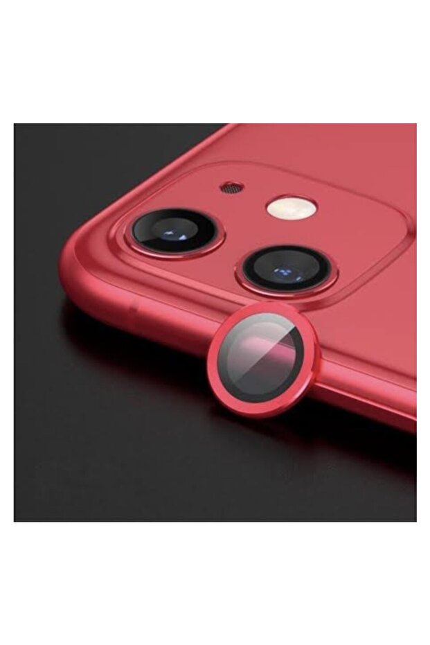 Apple iPhone 12 Mini Camera Protective Lens Eyepiece with Metal Frame Set of 2 Red Red - 3