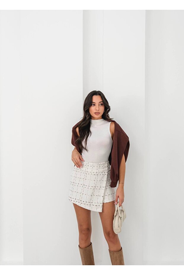 Kadın Dokuma Şort Etek - 1